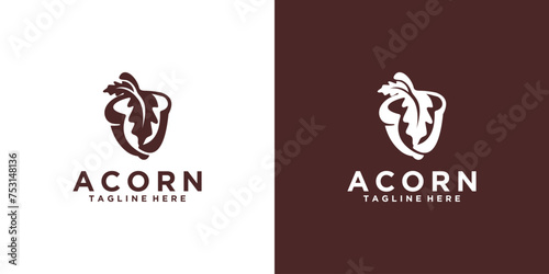 Oak Tree logo template Acorn. inspirational simple logo, acorn vector icon template
