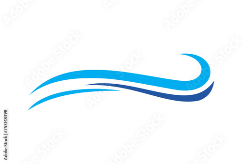 Ocean Wave Logo. Abstract Curve Shape Logotype. Blue Water Splash on the Sea for surf, beach, nature, wet, © WEDW_Studio