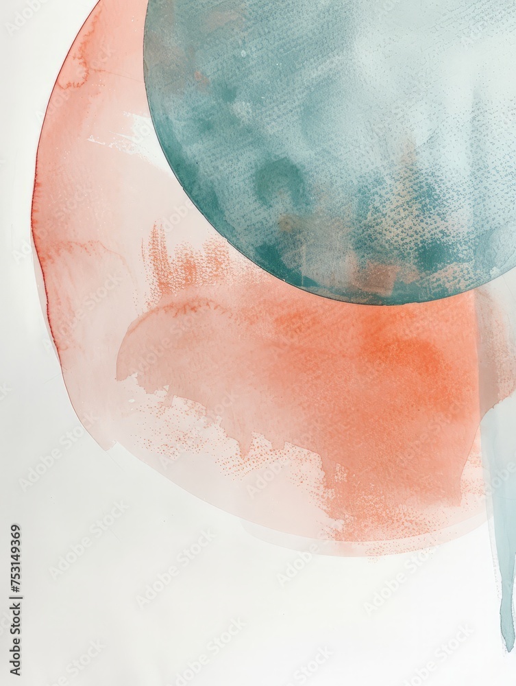 Fototapeta premium A painting featuring a striking blue and orange circle against a plain white backdrop.