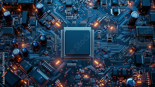High-Quality Semiconductor Background for Keynotes, Featuring Semiconductors Centered in a Top View Perspective Concept