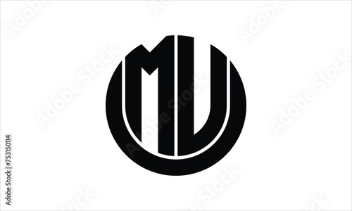 MU initial letter circle icon gaming logo design vector template. batman logo, sports logo, monogram, polygon, war game, symbol, playing logo, abstract, fighting, typography, icon, minimal, wings logo