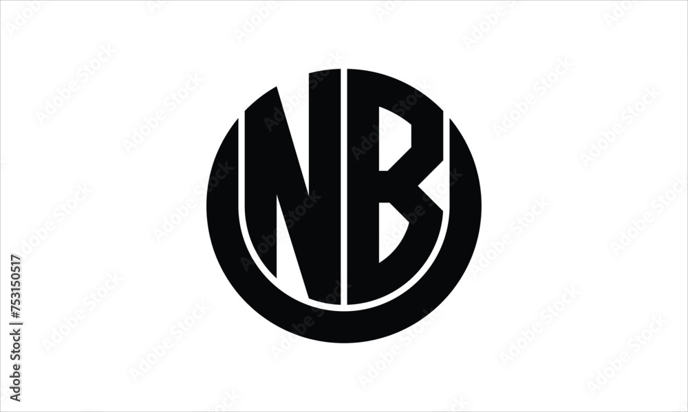 Fototapeta premium NB initial letter circle icon gaming logo design vector template. batman logo, sports logo, monogram, polygon, war game, symbol, playing logo, abstract, fighting, typography, icon, minimal, wings logo