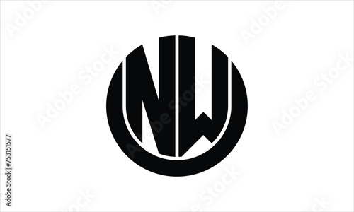 NW initial letter circle icon gaming logo design vector template. batman logo, sports logo, monogram, polygon, war game, symbol, playing logo, abstract, fighting, typography, icon, minimal, wings logo