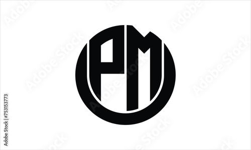 PM initial letter circle icon gaming logo design vector template. batman logo, sports logo, monogram, polygon, war game, symbol, playing logo, abstract, fighting, typography, icon, minimal, wings logo
