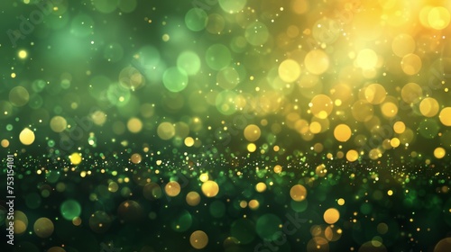 Abstract Background blur bokeh banner green and gold , green background, bokeh flare light graphic banner 