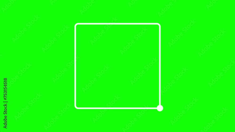 Small circle moving on square outline shape animation on green screen, square box frame border animation with dot Small circle moving on square outline shape animation on green screen, square box frame border animation with dot