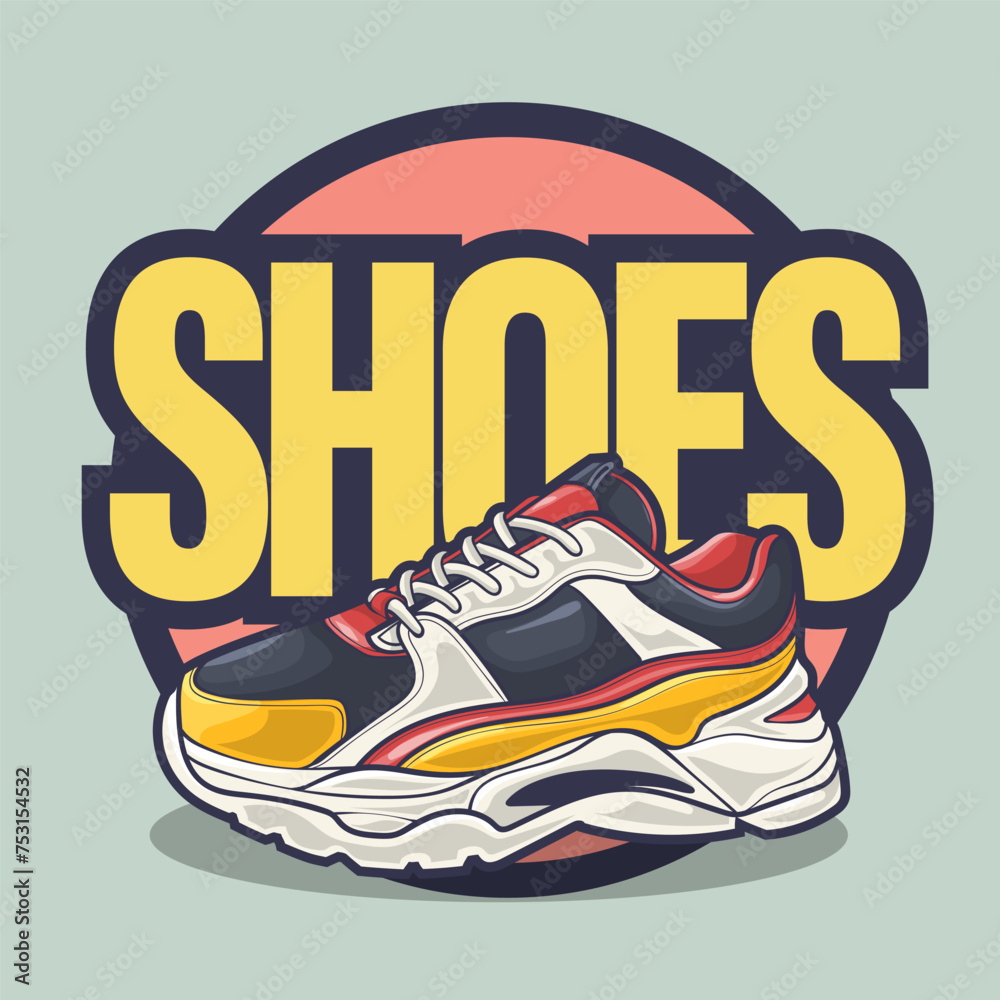Naklejka premium Sneakers shoes vector art with flat illustration style