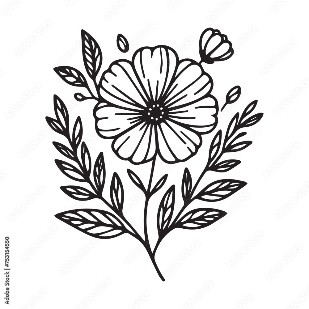 Hand drawn Coloring page doodle art, flowers colorings page, and books ...