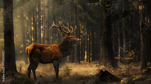 deer in the forest. Natural Wildlife Animal
