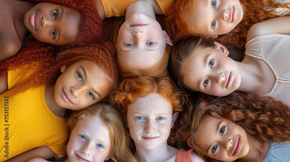 girls with vibrant red hair and freckles share a candid moment of joy, Celebrating red-headed diversity and raising awareness of redhead-related issues
