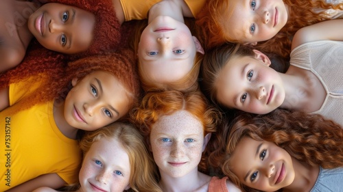 girls with vibrant red hair and freckles share a candid moment of joy, Celebrating red-headed diversity and raising awareness of redhead-related issues © Anna