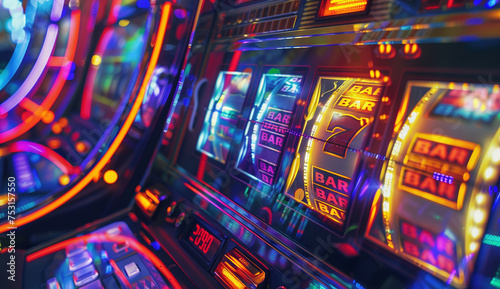 Vibrant Casino Slot Machine with Colorful Neon Lights