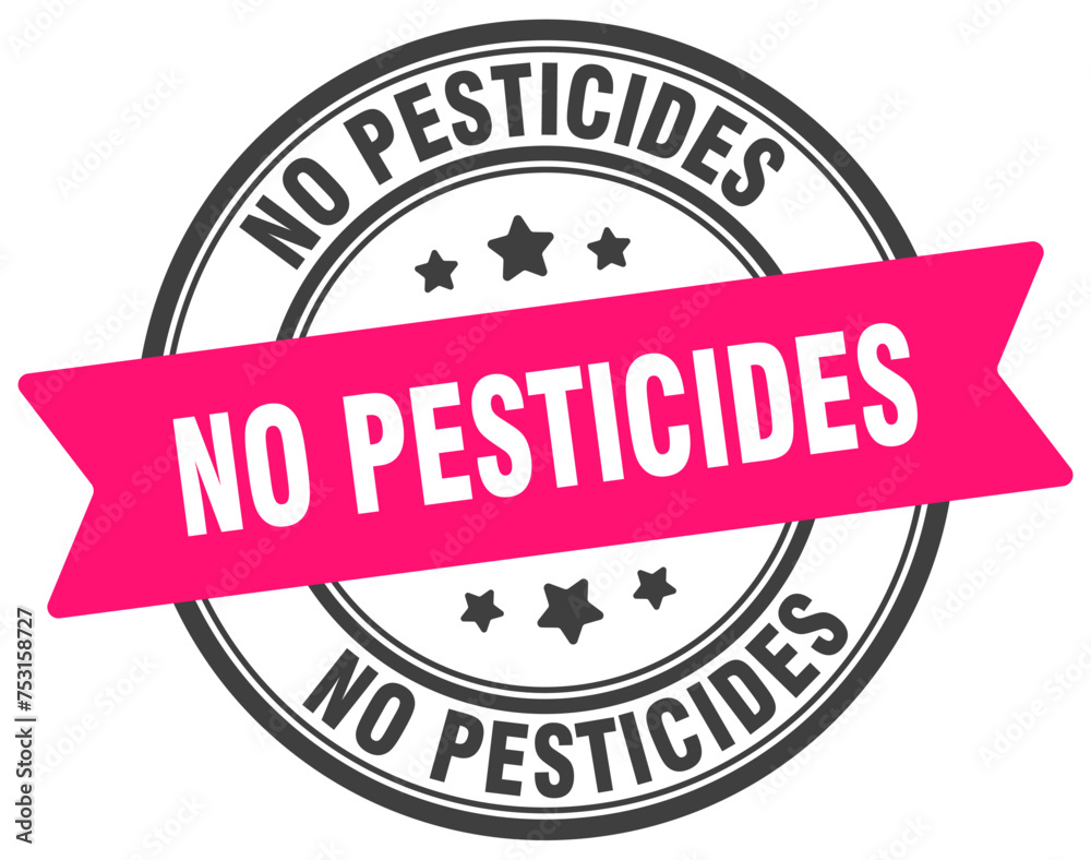 no pesticides stamp. no pesticides label on transparent background. round sign