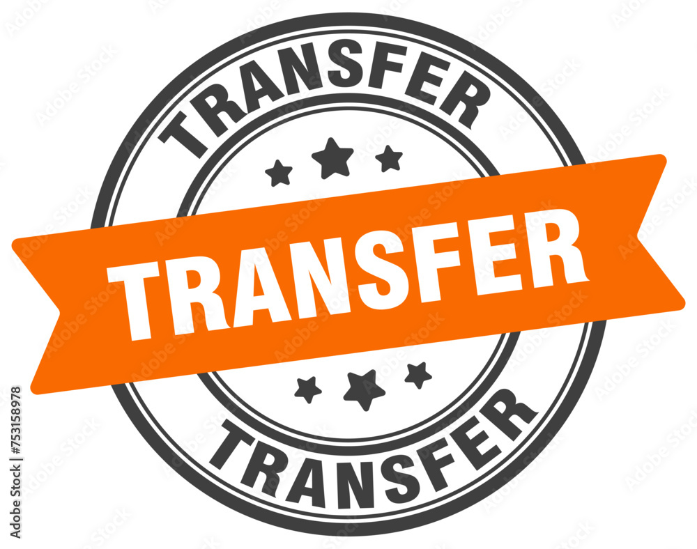 transfer stamp. transfer label on transparent background. round sign