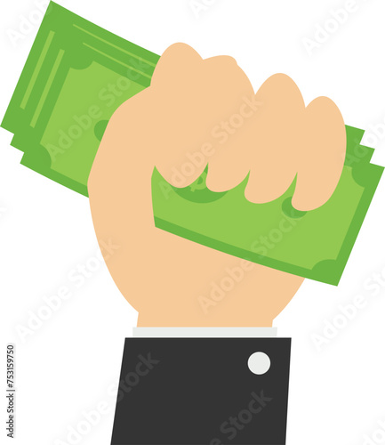Man grabs the money. Hand full of cash. Investment, Making money concept.

