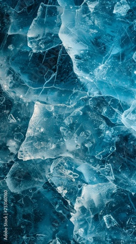 Transparent Blue Ice Texture Background. High resolution macro shot of frozen water. Winter and cold nature concept.