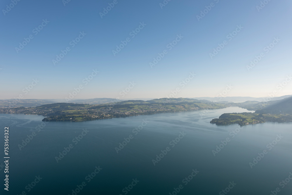 Aerial View over Lake Lucerne and Mountain in Burgenstock, Nidwalden, Switzerland. Aerial View over Lake Lucerne and Mountain in Burgenstock, Nidwalden, Switzerland.