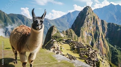 Lama And Machu Picchu © Pascal
