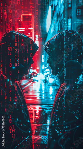 Hackers vs Cybersecurity Duel in Cyberspace photo