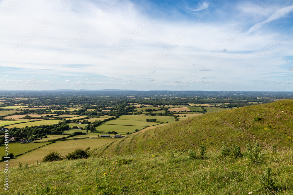 A view over the Sussex Weald from Fulking Hill, on a sunny summer's day