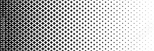 horizontal halftone of black cross or plus design for pattern and background.