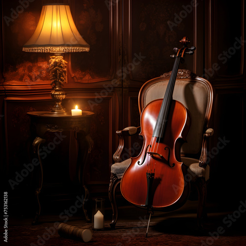 Serenade of Silence: An Ode to the Unplayed Melodies on a Lonesome Cello in a Forgotten Room photo