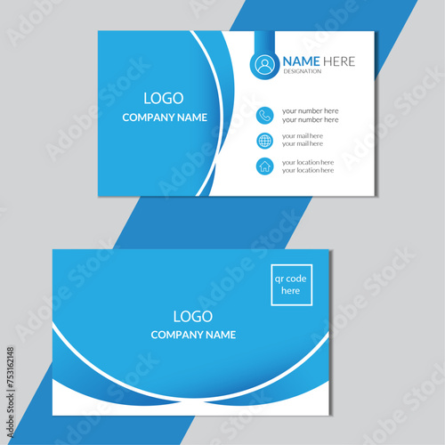  blue colored double sided vector business card