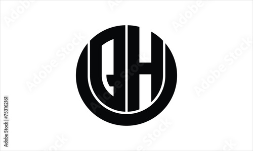 QH initial letter circle icon gaming logo design vector template. batman logo, sports logo, monogram, polygon, war game, symbol, playing logo, abstract, fighting, typography, icon, minimal, wings logo