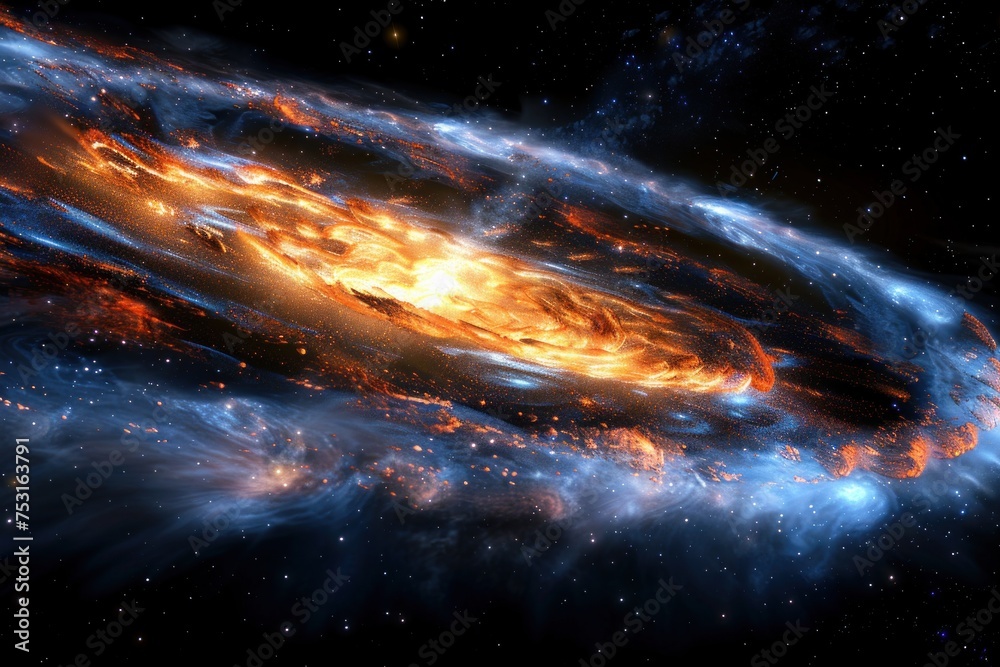 Obraz premium Beautiful Universe Creation Illustration. Bright Flash of Light, Huge First Explosion