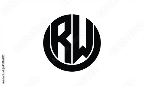 RW initial letter circle icon gaming logo design vector template. batman logo, sports logo, monogram, polygon, war game, symbol, playing logo, abstract, fighting, typography, icon, minimal, wings logo