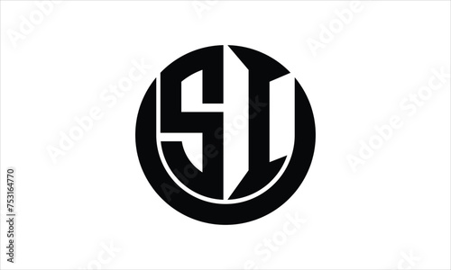SI initial letter circle icon gaming logo design vector template. batman logo, sports logo, monogram, polygon, war game, symbol, playing logo, abstract, fighting, typography, icon, minimal, wings logo