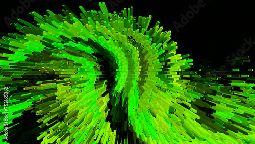 Abstract green background. Neon light backdrop. Digital screen. NFT Card. banner. Climate Tech. Swirl 3d line. Trippy texture. Geometric shape. Sustainable energy concept. Carbon. LCE. decarbonization photo