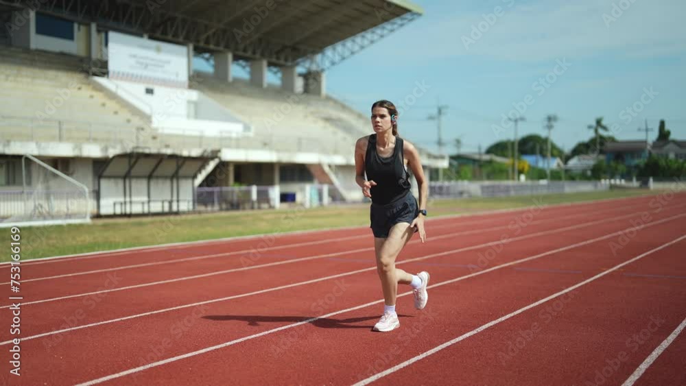 Caucasian woman jogging in the morning to stay healthy. Caucasian woman jogging in the morning to stay healthy.