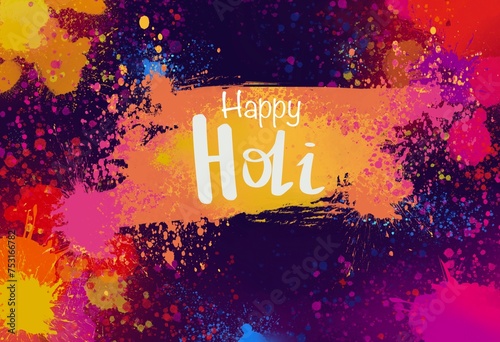Colorful Happy Holi background design, Indian holi holiday banner, abstract background with splashes