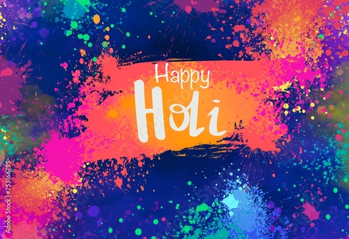 Colorful Holi background design, Indian holi holiday banner, abstract background with splashes