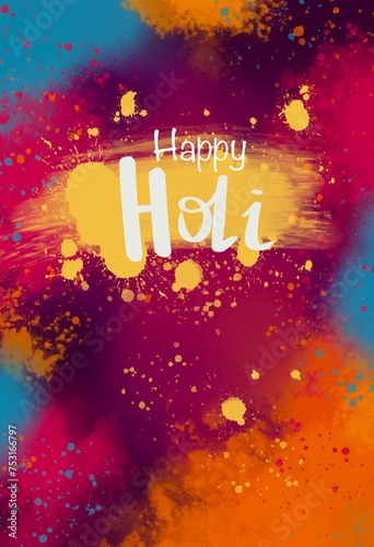 Colorful Holi background design, Indian holi holiday banner, abstract background with splashes