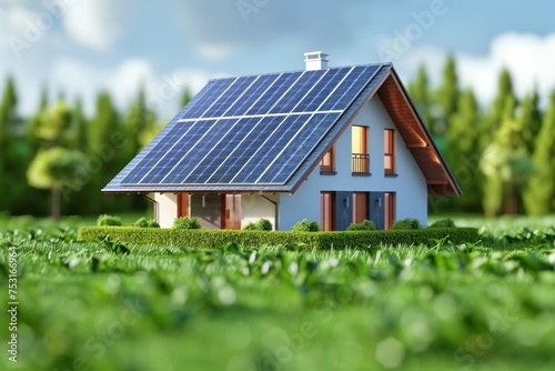 Wallpaper Mural Modern house with solar panels and storage batteries Torontodigital.ca