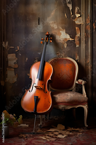 Serenade of Silence: An Ode to the Unplayed Melodies on a Lonesome Cello in a Forgotten Room photo