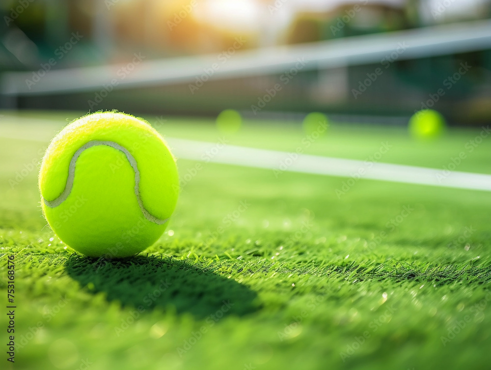 Tennis Ball on Green Court