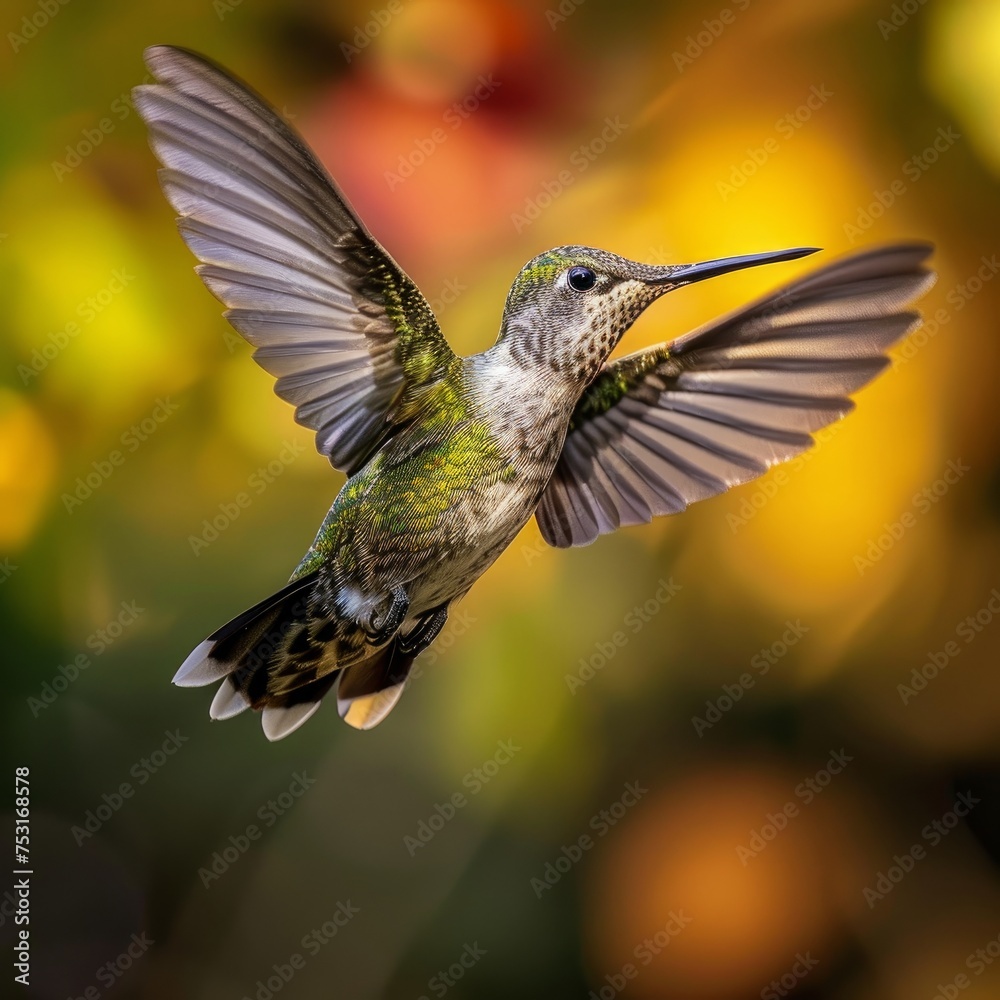 Fototapeta premium a closeup shot of flying Hummingbird. 