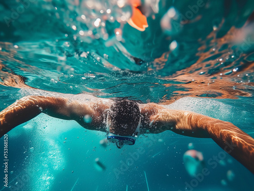 Swimmer's Arm Stroke Close-Up Underwater © pavlofox