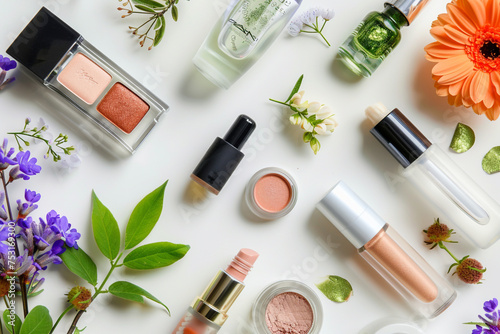 Various Cosmetics on white background