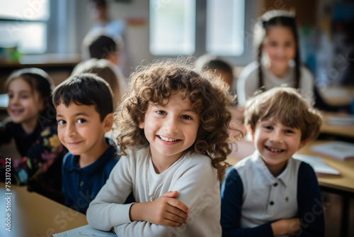 Confident Smiling Student: Bright Young Girl Enjoying Positive School Learning Experience in Classroom Environment