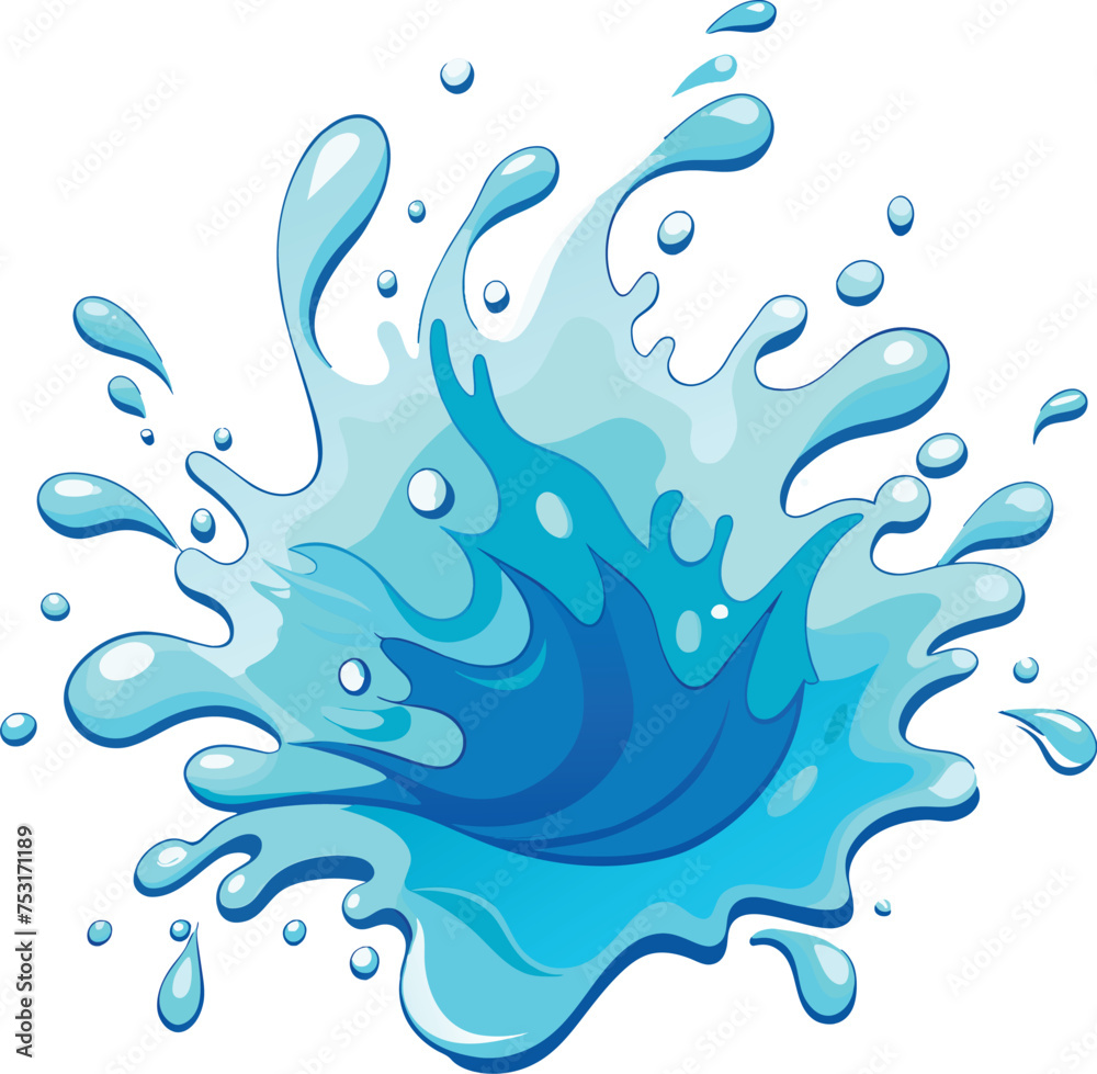 water splash vector illustration, water splash isolated on a white background, Fresh water splash  vector, Water design elements