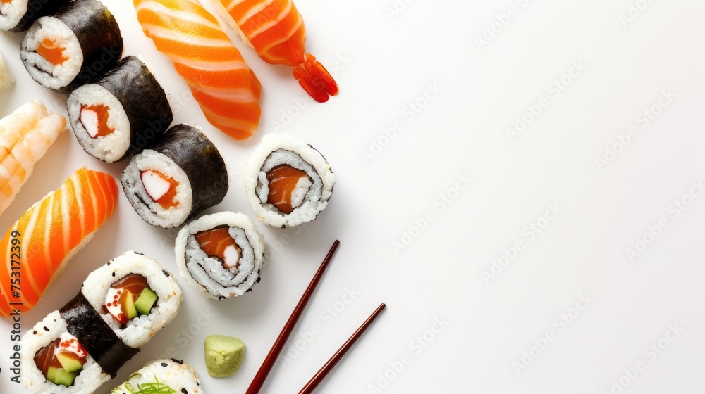 Sushi Assortment with Copy Space