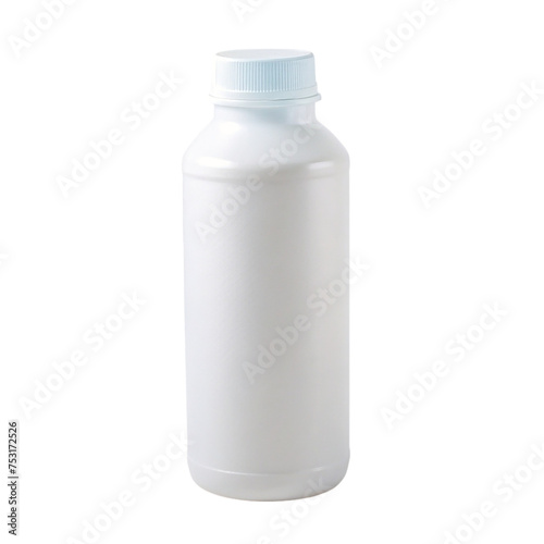 White plastic medicine bottle with cap isolated on transparent background.
