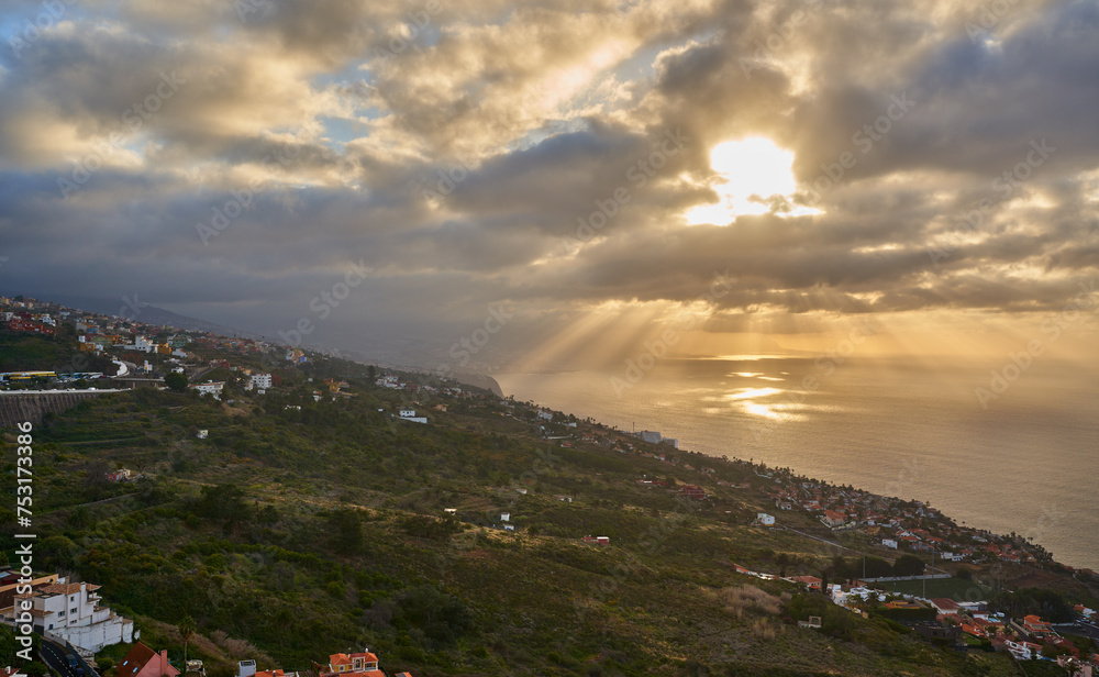 Fototapeta premium Tenerife landscape with coastal waters at sunset