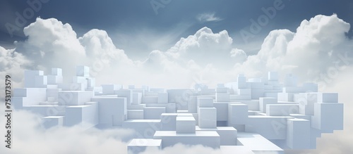 Abstract architecture design concept on cloudy sky background