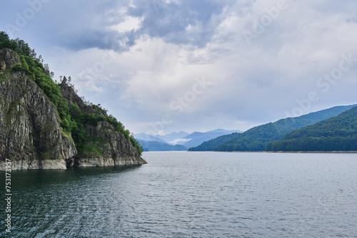 View from Lake Vidraru  an artificial lake in Romania