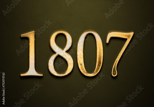 Old gold effect of year 1807 with 3D glossy style Mockup. 
